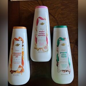 3 Bundle: Large 20oz Body Washes, Limited Edition Dove Holiday Treats!